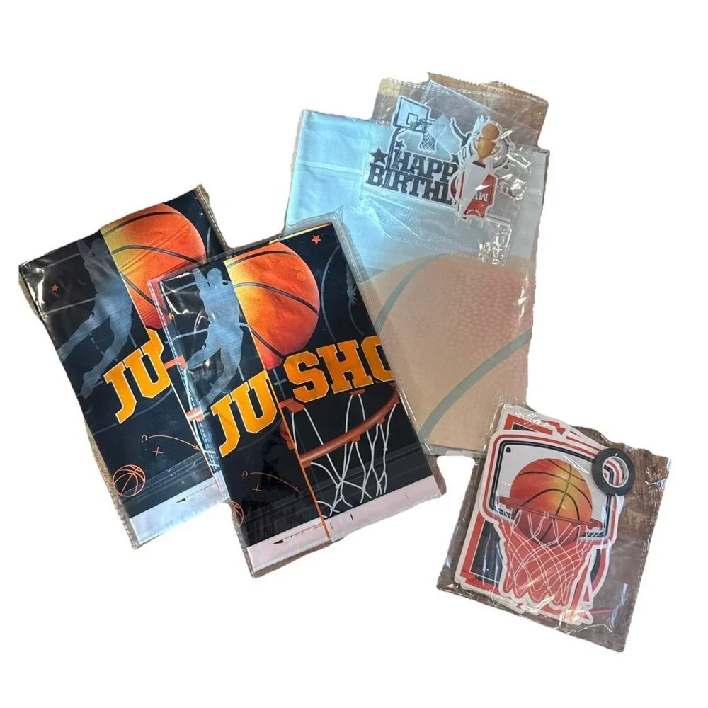 Basketball Theme Birthday Banner party decorations Poster Cake Toppers Table